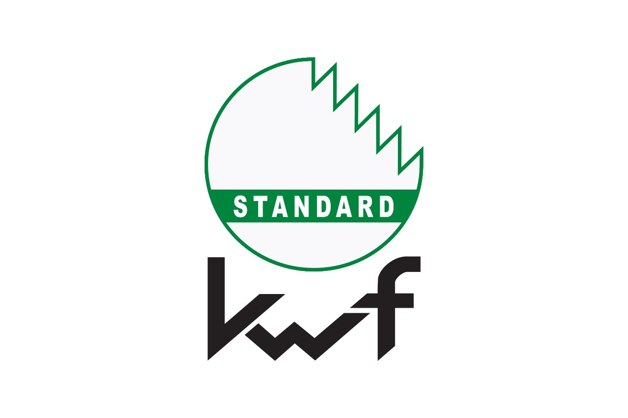 Кръгло бяло лого със зелена рамка за KWF стандарт